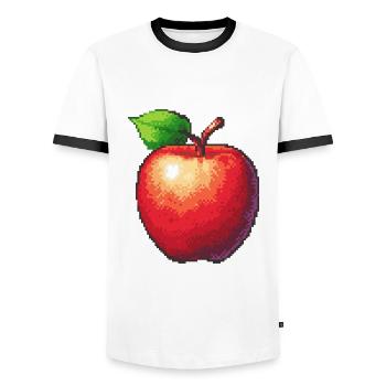 Apfel Pixel Gamer - Männer Kontrast-T-Shirt - Weiß/Schwarz - Vorne - AI Model Female 172 light (172cm) & AI Model Male 178 dark (178cm)