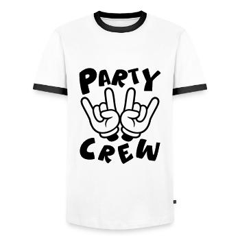Party Crew Hand Lustig - Männer Kontrast-T-Shirt - Weiß/Schwarz - Vorne - AI Model Female 172 light (172cm) & AI Model Male 178 dark (178cm)