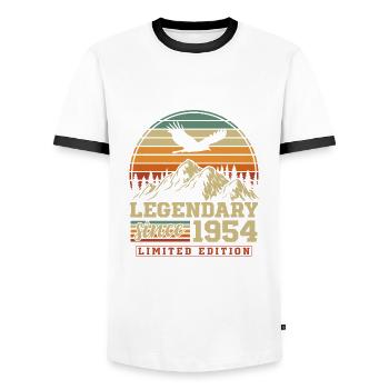 Legendary since 1954 Vintage Vintage Birthday - Men's Ringer Shirt - white/black - Front - AI Model Female 172 light (172cm) & AI Model Male 178 dark (178cm)