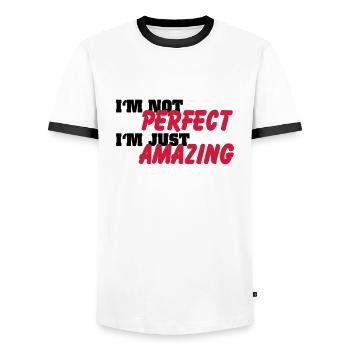 I'm not perfect, I'm just amazing - Männer Kontrast-T-Shirt - Weiß/Schwarz - Vorne - AI Model Female 172 light (172cm) & AI Model Male 178 dark (178cm)