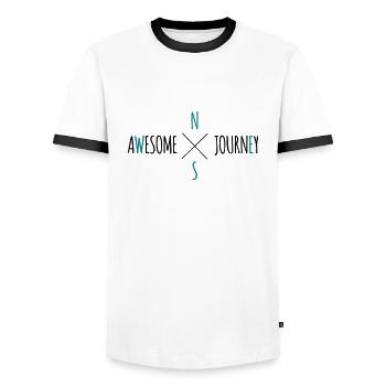 Awesome Journey - T-shirt de voyage (roadtrip) - T-shirt contrasté Homme - blanc/noir - Devant - AI Model Female 172 light (172cm) & AI Model Male 178 dark (178cm)
