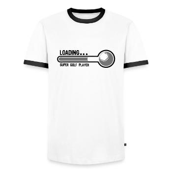 Golfball Super Laden Spieler1 - Männer Kontrast-T-Shirt - Weiß/Schwarz - Vorne - AI Model Female 172 light (172cm) & AI Model Male 178 dark (178cm)