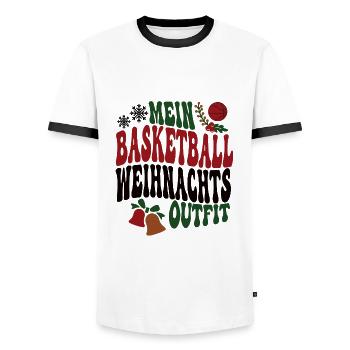 Basketball Weihnachten Spieler Basketballer Bball - Männer Kontrast-T-Shirt - Weiß/Schwarz - Vorne - AI Model Female 172 light (172cm) & AI Model Male 178 dark (178cm)