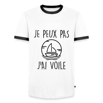 Je peux pas j'ai voile - T-shirt contrasté Homme - blanc/noir - Devant - AI Model Female 172 light (172cm) & AI Model Male 178 dark (178cm)