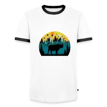 Sunset bison - Men's Ringer Shirt - white/black - Front - AI Model Female 172 light (172cm) & AI Model Male 178 dark (178cm)