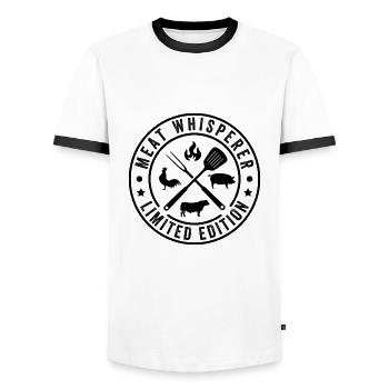 Chuchoteur de viande - T-shirt contrasté Homme - blanc/noir - Devant - AI Model Female 172 light (172cm) & AI Model Male 178 dark (178cm)