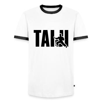 Taiji Tai Chi - Männer Kontrast-T-Shirt - Weiß/Schwarz - Vorne - AI Model Female 172 light (172cm) & AI Model Male 178 dark (178cm)