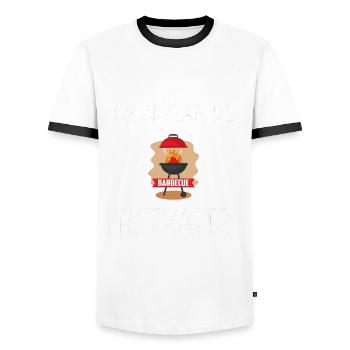 tee shirt retraite mon plan de retraite barbecue - T-shirt contrasté Homme - blanc/noir - Devant - AI Model Female 172 light (172cm) & AI Model Male 178 dark (178cm)