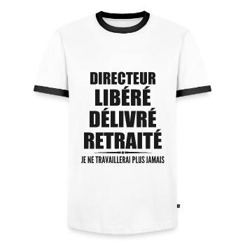 Directeur célèbre sa retraite avec humour cadeau - T-shirt contrasté Homme - blanc/noir - Devant - AI Model Female 172 light (172cm) & AI Model Male 178 dark (178cm)