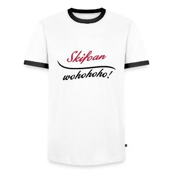 skifoan - skifahren - Männer Kontrast-T-Shirt - Weiß/Schwarz - Vorne - AI Model Female 172 light (172cm) & AI Model Male 178 dark (178cm)