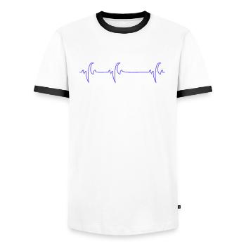 Planche à voile ECG battement du cœur - T-shirt contrasté Homme - blanc/noir - Devant - AI Model Female 172 light (172cm) & AI Model Male 178 dark (178cm)