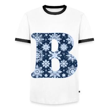 Letter B Snowflakes - Men's Ringer Shirt - white/black - Front - AI Model Female 172 light (172cm) & AI Model Male 178 dark (178cm)