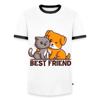 Best Friend - Best Friend - Men's Ringer Shirt - white/black - Front - AI Model Female 172 light (172cm) & AI Model Male 178 dark (178cm)