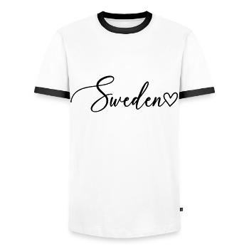 Suède Suède Police - T-shirt contrasté Homme - blanc/noir - Devant - AI Model Female 172 light (172cm) & AI Model Male 178 dark (178cm)