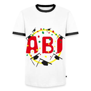 ABI Party mit viel Spaß, eine coole Geschenkidee. - Männer Kontrast-T-Shirt - Weiß/Schwarz - Vorne - AI Model Female 172 light (172cm) & AI Model Male 178 dark (178cm)