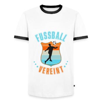 Soccer - Men's Ringer Shirt - white/black - Front - AI Model Female 172 light (172cm) & AI Model Male 178 dark (178cm)