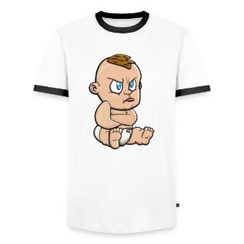 Baby Angry Stubborn Angry Protest Toddler - Men's Ringer Shirt - white/black - Front - AI Model Female 172 light (172cm) & AI Model Male 178 dark (178cm)