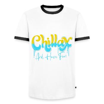 Froid - T-shirt contrasté Homme - blanc/noir - Devant - AI Model Female 172 light (172cm) & AI Model Male 178 dark (178cm)