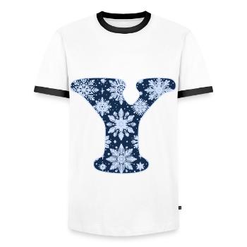 Lettre Y flocons de neige - T-shirt contrasté Homme - blanc/noir - Devant - AI Model Female 172 light (172cm) & AI Model Male 178 dark (178cm)