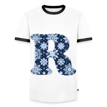 Letter R Snowflakes - Men's Ringer Shirt - white/black - Front - AI Model Female 172 light (172cm) & AI Model Male 178 dark (178cm)