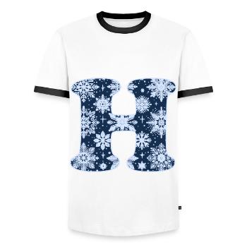 Letter H Snowflakes - Men's Ringer Shirt - white/black - Front - AI Model Female 172 light (172cm) & AI Model Male 178 dark (178cm)