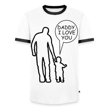 DADDY, i love you - Men's Ringer Shirt - white/black - Front - AI Model Female 172 light (172cm) & AI Model Male 178 dark (178cm)