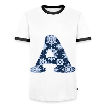 Letter A Snowflakes - Men's Ringer Shirt - white/black - Front - AI Model Female 172 light (172cm) & AI Model Male 178 dark (178cm)