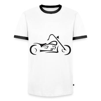 Cruiser Motorcycle Tribal Biker Line Drawing - Men's Ringer Shirt - white/black - Front - AI Model Female 172 light (172cm) & AI Model Male 178 dark (178cm)