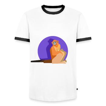 Snubnose d’or - T-shirt contrasté Homme - blanc/noir - Devant - AI Model Female 172 light (172cm) & AI Model Male 178 dark (178cm)
