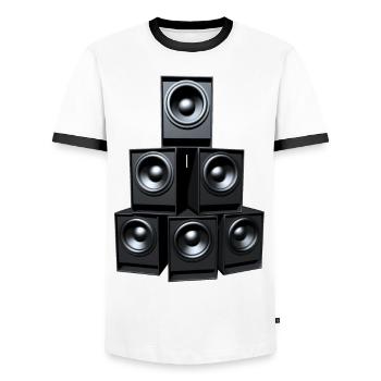Bass Pyramid - Männer Kontrast-T-Shirt - Weiß/Schwarz - Vorne - AI Model Female 172 light (172cm) & AI Model Male 178 dark (178cm)