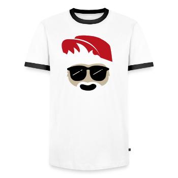 Santa YoYoYo Xmas Dude - Men's Ringer Shirt - white/black - Front - AI Model Female 172 light (172cm) & AI Model Male 178 dark (178cm)
