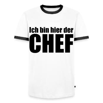 Chef - Männer Kontrast-T-Shirt - Weiß/Schwarz - Vorne - AI Model Female 172 light (172cm) & AI Model Male 178 dark (178cm)