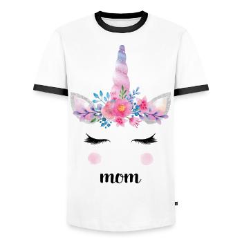 Einhorn Familie Matching Geburtstagsmutter - Männer Kontrast-T-Shirt - Weiß/Schwarz - Vorne - AI Model Female 172 light (172cm) & AI Model Male 178 dark (178cm)