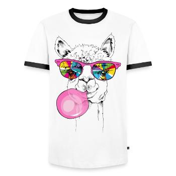 Cooles Lama - Männer Kontrast-T-Shirt - Weiß/Schwarz - Vorne - AI Model Female 172 light (172cm) & AI Model Male 178 dark (178cm)