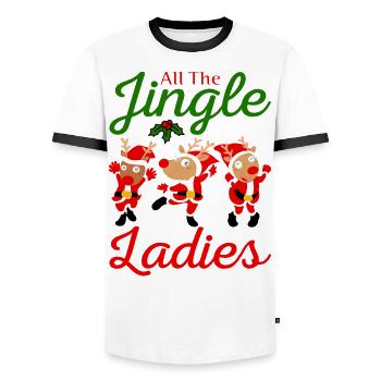 Alle Jingle Ladies - Männer Kontrast-T-Shirt - Weiß/Schwarz - Vorne - AI Model Female 172 light (172cm) & AI Model Male 178 dark (178cm)