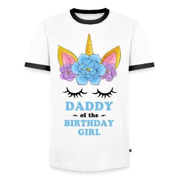 Unicorn Daddy of the Birthday Girl - Men's Ringer Shirt - white/black - Front - AI Model Female 172 light (172cm) & AI Model Male 178 dark (178cm)