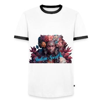 Cadeau d’ indien - T-shirt contrasté Homme - blanc/noir - Devant - AI Model Female 172 light (172cm) & AI Model Male 178 dark (178cm)