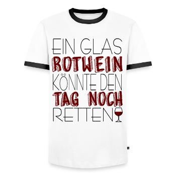 T-shirt tag sauver le vin rouge - T-shirt contrasté Homme - blanc/noir - Devant - AI Model Female 172 light (172cm) & AI Model Male 178 dark (178cm)