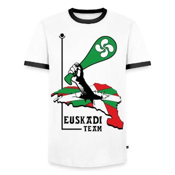 Euskadi team 06 - Men's Ringer Shirt - white/black - Front - AI Model Female 172 light (172cm) & AI Model Male 178 dark (178cm)