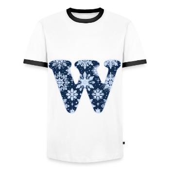 Lettre W Flocons de neige - T-shirt contrasté Homme - blanc/noir - Devant - AI Model Female 172 light (172cm) & AI Model Male 178 dark (178cm)