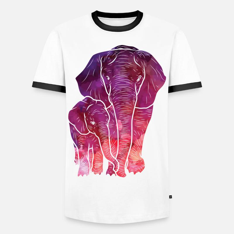 Kids Elephant Wasserfarbe - Männer Kontrast-T-Shirt - Weiß/Schwarz