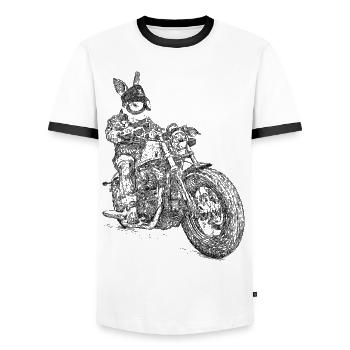 Bunnyrider - Männer Kontrast-T-Shirt - Weiß/Schwarz - Vorne - AI Model Female 172 light (172cm) & AI Model Male 178 dark (178cm)