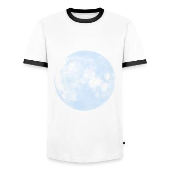 Encore la pleine lune, ça dégénère - T-shirt contrasté Homme - blanc/noir - Devant - AI Model Female 172 light (172cm) & AI Model Male 178 dark (178cm)
