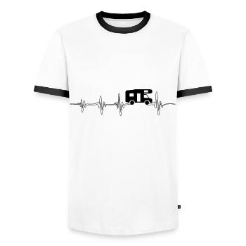 Pulse rate for camping motorhome cardiogram - Men's Ringer Shirt - white/black - Front - AI Model Female 172 light (172cm) & AI Model Male 178 dark (178cm)
