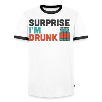 Surprise I'm Drunk Drinking Fourth Of July Gift - Men's Ringer Shirt - white/black - Front - AI Model Female 172 light (172cm) & AI Model Male 178 dark (178cm)