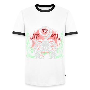 Sternzeichen Skorpion - Männer Kontrast-T-Shirt - Weiß/Schwarz - Vorne - AI Model Female 172 light (172cm) & AI Model Male 178 dark (178cm)