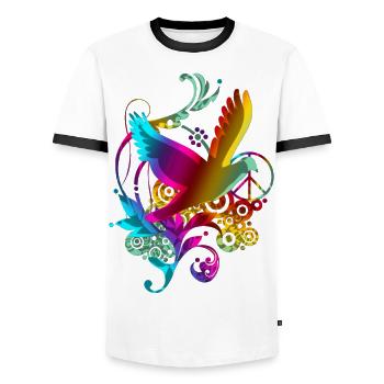 DOVE OF PEACE - Männer Kontrast-T-Shirt - Weiß/Schwarz - Vorne - AI Model Female 172 light (172cm) & AI Model Male 178 dark (178cm)