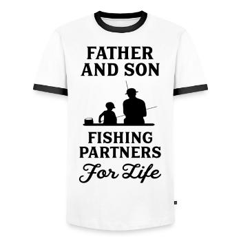 Father And Son Fishing Partners For Life - Men's Ringer Shirt - white/black - Front - AI Model Female 172 light (172cm) & AI Model Male 178 dark (178cm)