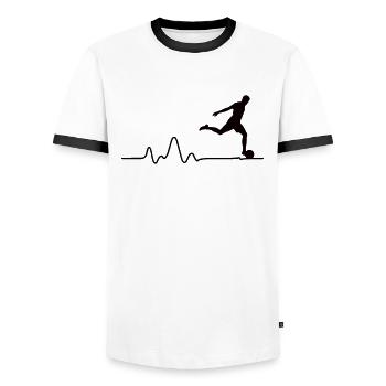 Fussball - Fussballer Herzschlag Logo - Männer Kontrast-T-Shirt - Weiß/Schwarz - Vorne - AI Model Female 172 light (172cm) & AI Model Male 178 dark (178cm)