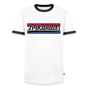 Frikandel with Holland flag - Men's Ringer Shirt - white/black - Front - AI Model Female 172 light (172cm) & AI Model Male 178 dark (178cm)